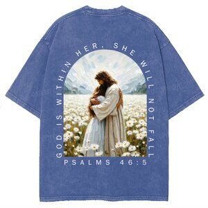 BRAND NEW God Is Within Her Double Sided Unisex Washed Christian T-shirt